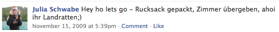 via Facebook Status Update